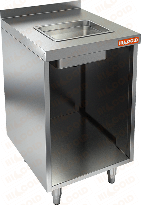 Стол закрытый с трех сторон с мойкой, с бортом  HICOLD  НБМСЗОМ-4/5Б
